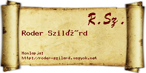Roder Szilárd névjegykártya