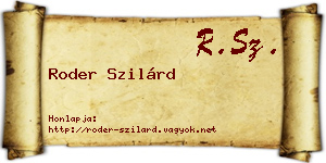 Roder Szilárd névjegykártya